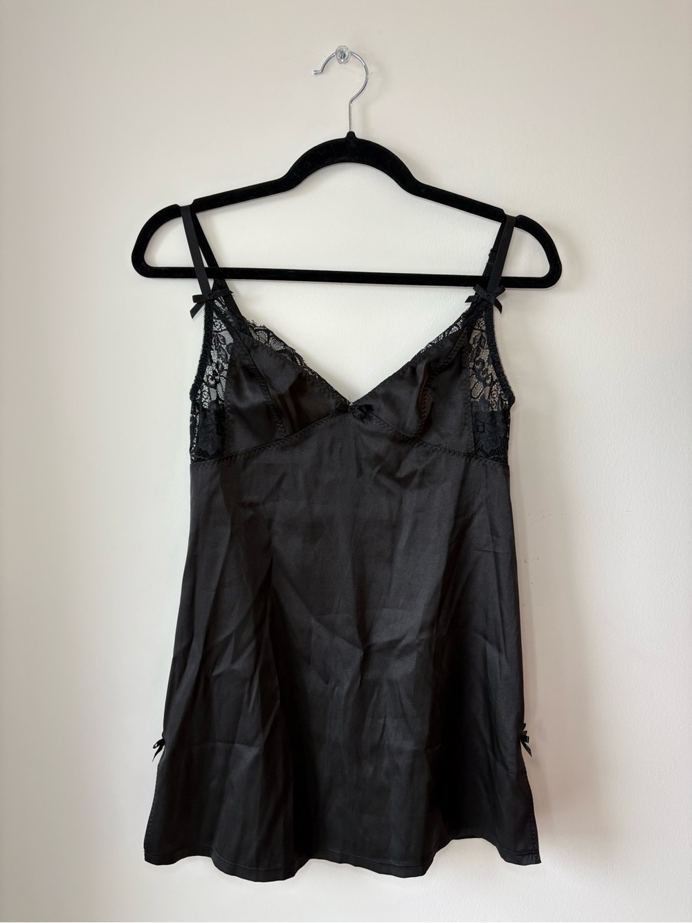 Victoria's Secret Black Lace-Trim Chemise
